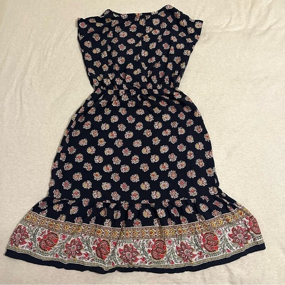 LOFT Black and Pink Patterned Midi Dress - Picture 5 of 6